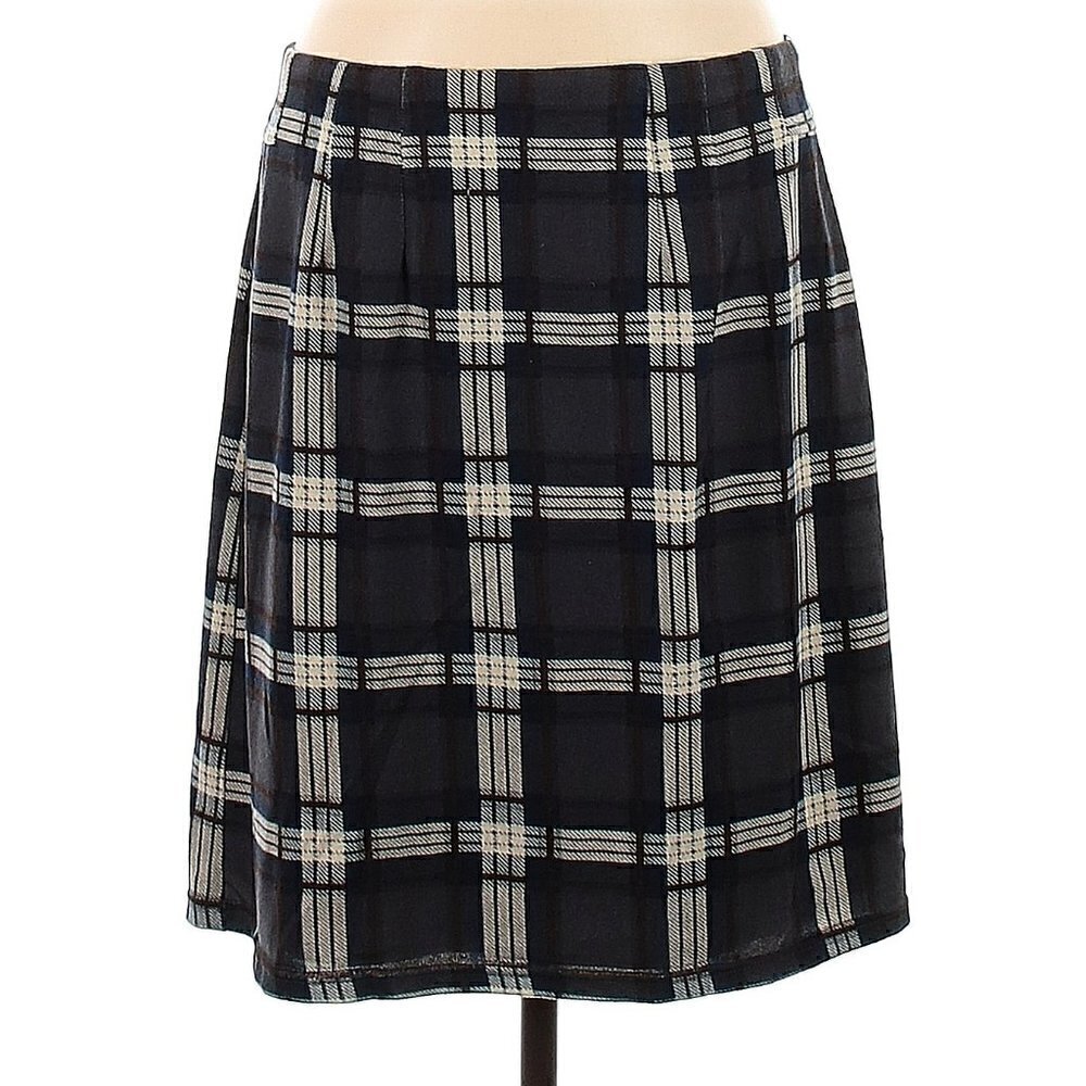 Women's Plus Size Black White Plaid Tartan Pencil Short Midi Mini Skirt, Sz XL